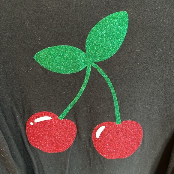 George Brand Black w/Glitter Cherry Graphic Women’s Sized 2XLT (50-52) Shirt - Picture 3 of 5